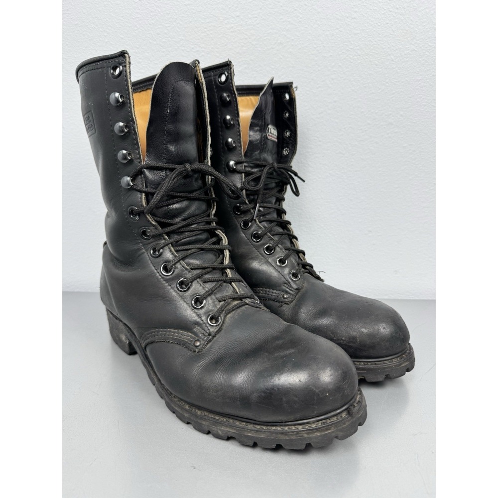 Vintage Carolina Logger Boots Mens 10.5 E Sub Zero Lineman Black Leather 90s